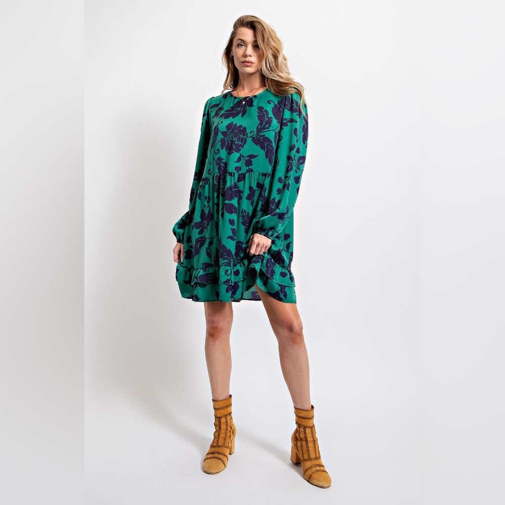 EASEL FLORAL PRINTED MIRABELLE DRESS NWT